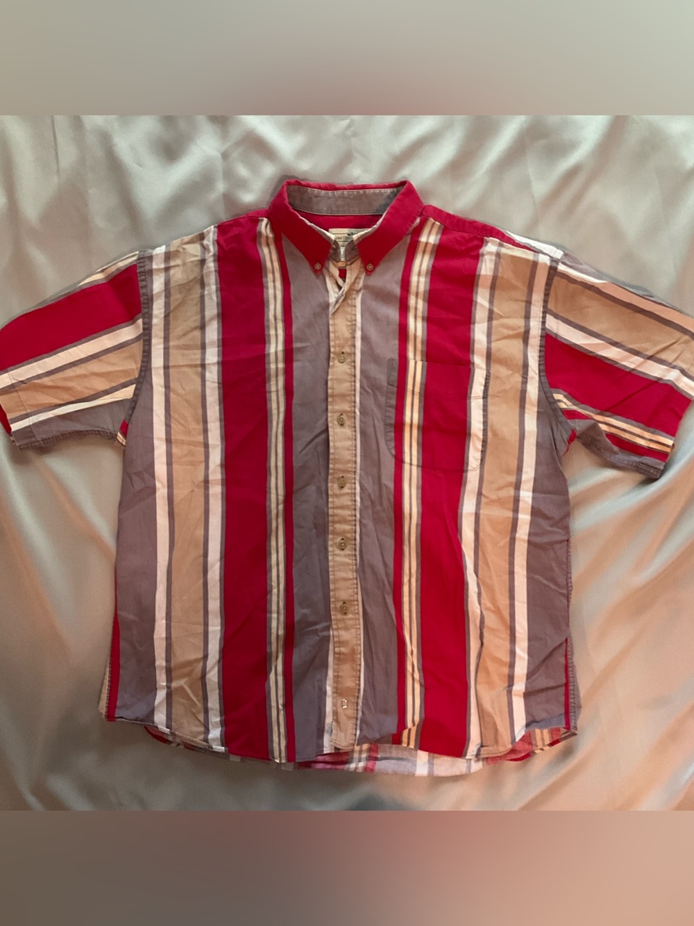 Men's Red Multi-Stripe Button-Down Shirt